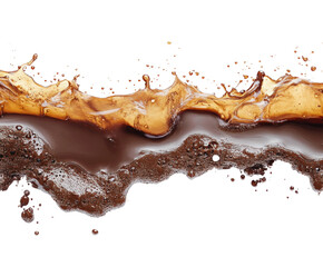 Splashing coffee liquid isolated on transparent background