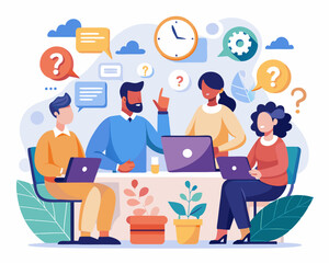 Business Job Interview Concept – Vector Illustration of Woman Interviewing Man at Table, Isolated