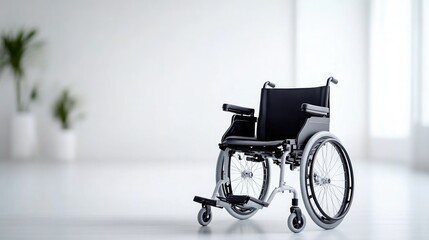 Empty wheelchair in modern interior