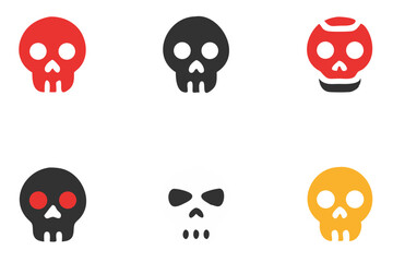 Colorful Skull Icons Set for Branding and Logo Design