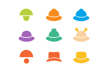 Colorful Hat Icons Set Perfect for Branding and Logo Design