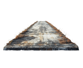 Abandoned pathway surrounded by weeds urban area isolated on transparent background