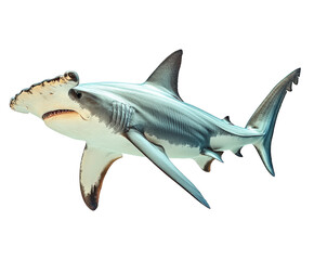 Hammerhead shark swimming in ocean waters marine life underwater isolated on transparent background