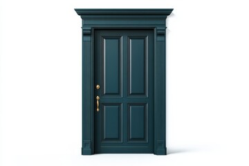 Elegant Teal Paneled Door with Brass Hardware
