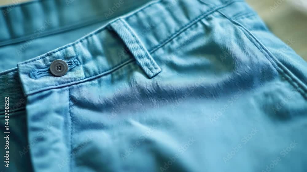 Poster a close-up shot of a pair of blue pants with no context
