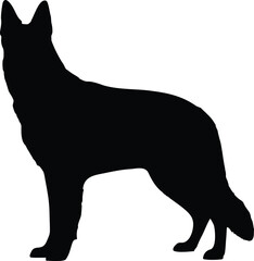 German Shepherd Standing Looking Right Silhouette Illustration Vector