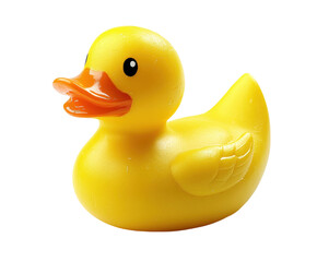 Cheerful rubber duck floating in water bath time playful scene isolated on transparent background