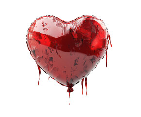 Bloody heart balloon action emotional scene graphic design isolated on transparent background