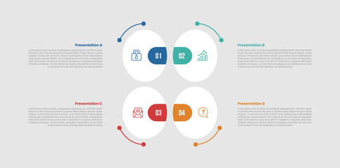 4 stage infographic diagram with big egg circle matrix structure with balance center base with 4 step for slide presentation