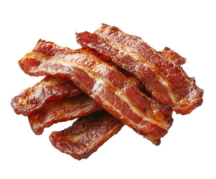 Cooking crispy bacon strips kitchen food isolated on transparent background
