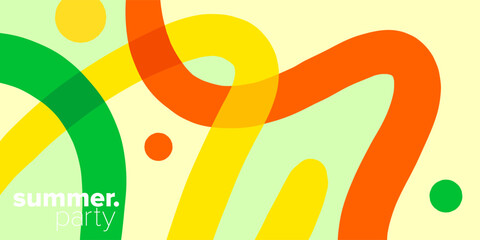 creative concept of summer party cover, card, background or poster style. Colorful abstract shape and line designs