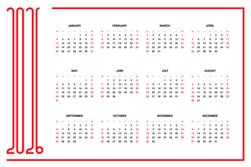 Calendar Layout Grid 2026 - Monthly Calendar Template