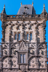 The Charles Bridge Tower or Old Town Bridge Tower, gothic monument built in the late 14th century,...