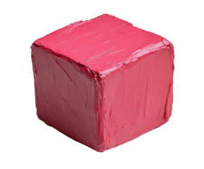 Colorful pink cube sculpture digital creative isolated on transparent background