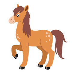 Cartoon horse. Colored funny farm animal. Vector colorful illustration isolated on white background.
