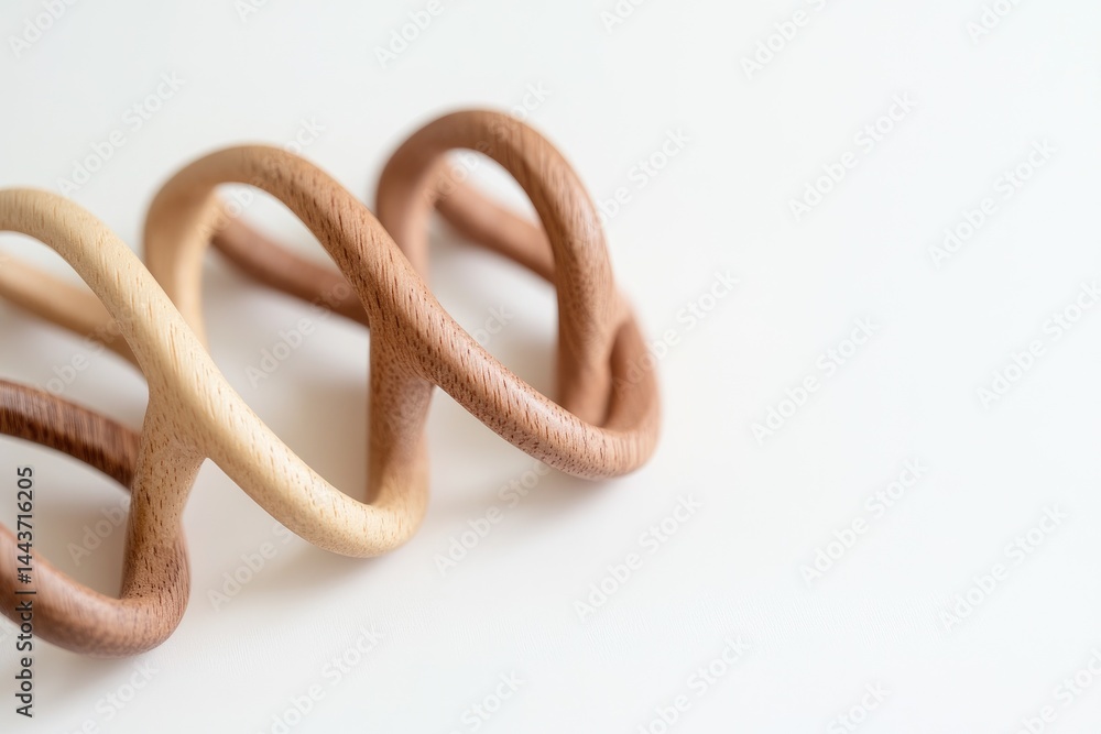 Aufkleber minimalist wooden loop design connected circular elements