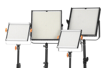 Obraz premium Professional lighting equipment isolated on white. Photo studio tool