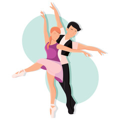 Ballet couple in motion. Vector