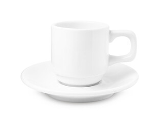 Coffee cup and saucer isolated on white