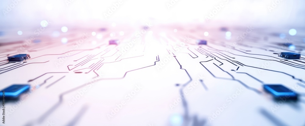 Poster modern circuit board close up high tech digital connection abstract