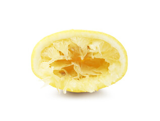 Half of squeezed lemon isolated on white