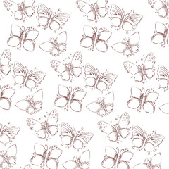 Butterfly sketch pattern. Vector