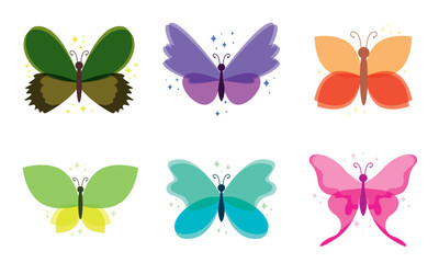 Naklejka premium Set of colored butterfly icons. Vector