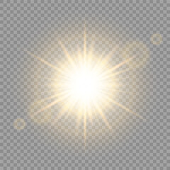 Sun light with glare. White glowing light