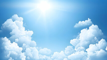Sunny sky, fluffy clouds, bright sunlight, peaceful background, ideal for website header
