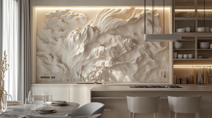 Kitchen detail: relief panel wall.