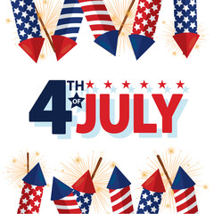 Obraz premium Fireworks and rockets. Vector