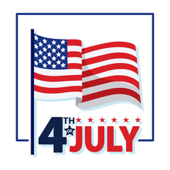 USA flag waving. Vector