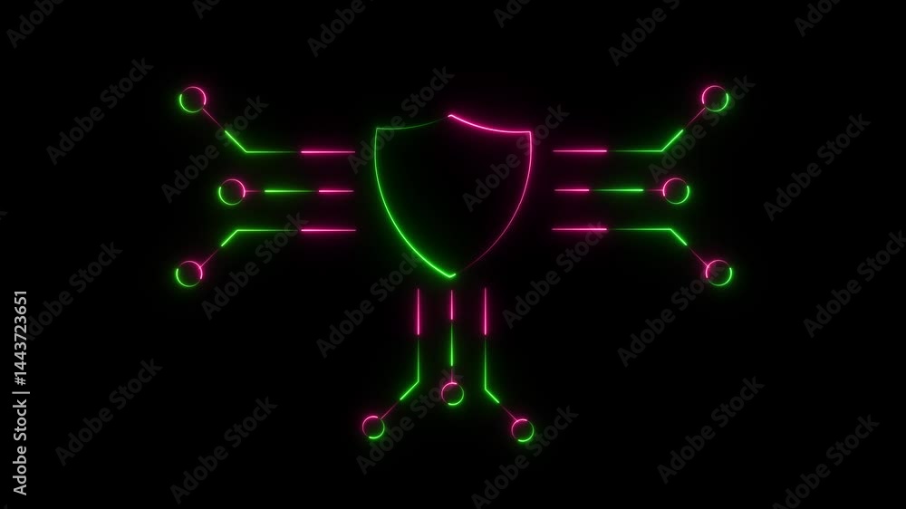 Poster cyber security concept neon icon. personal data security, glowing secure technology icon on black ba