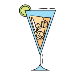 Colored cocktail with ice. Vector