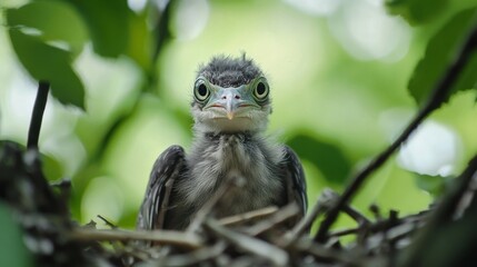 Fototapeta premium Young Night Heron, Germany, Baden-WÃ¼rttemberg