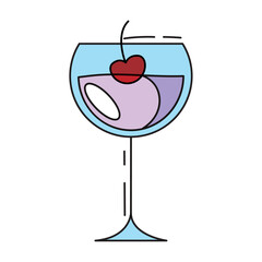 Colored cocktail with a cherry. Vector