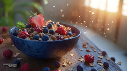 Muesli with berries.