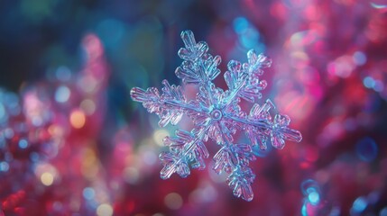 Vivid Christmas blur with snowflake bokeh.