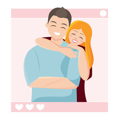 Happy cute valentine couple. Vector