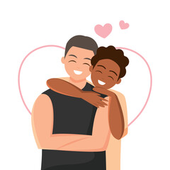 Happy cute valentine couple. Vector