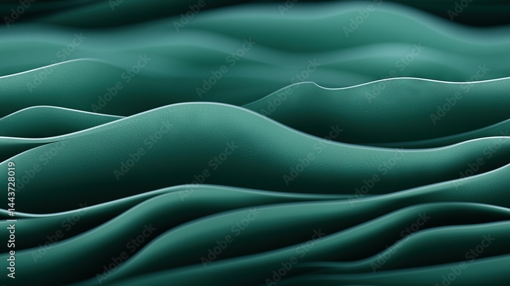 Poster a zoomed-in shot of a curved texture featuring a green wave centrally, with the crest of the wave po