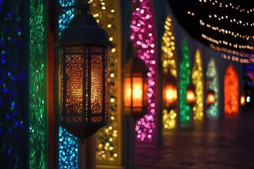 Obraz premium Ramadan lights. AI generated illustration.