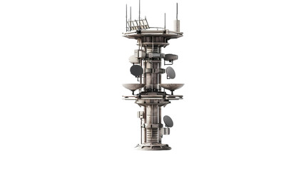 Detailed 3D Render of Futuristic Tower Architectural Design  SciFi Structure Cut Out Transparent Png