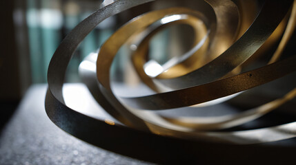 Spiral sculpture design showcasing modern art in an artistic environment, seen from a creative perspective.