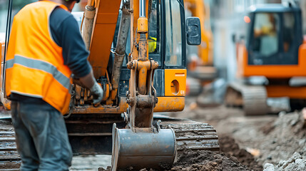 Construction Worker Operating Heavy Machinery