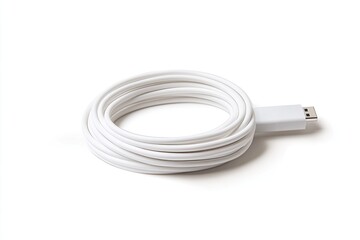 White coiled cable with USB-C connector