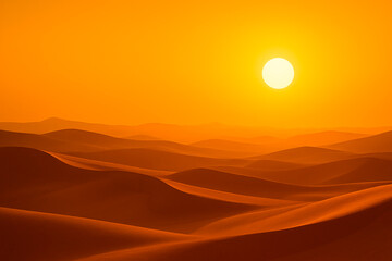 Spectacular Desert Sunset with Silhouetted Sand Dunes - Majestic Golden Hour View over Africa Iconic Arid Landscape for publication, poster, calendar, post, screensaver, wallpaper, postcard, cover