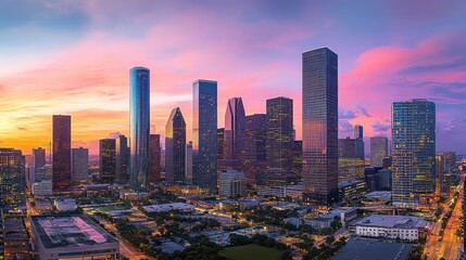 Obraz premium Houston Skyline Sunset