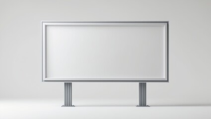 Fototapeta premium Minimalist white billboard with gray border and poles