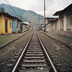 Fototapeta premium Railroad in Alausi, Ecuador.